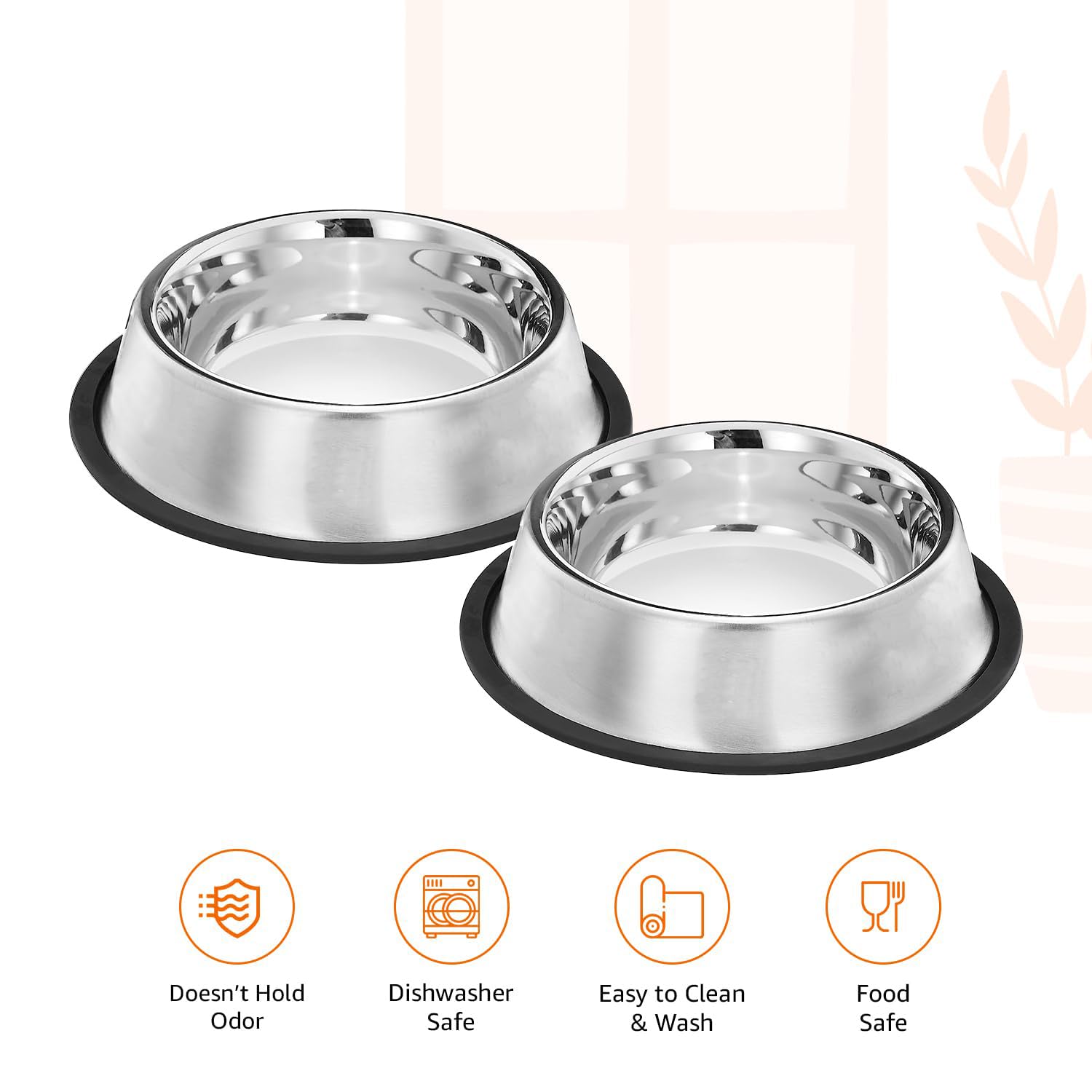 Stainless Steel Dog Feeding Bowl — Pack of 2 | Hygienic, Durable & Non-Slip