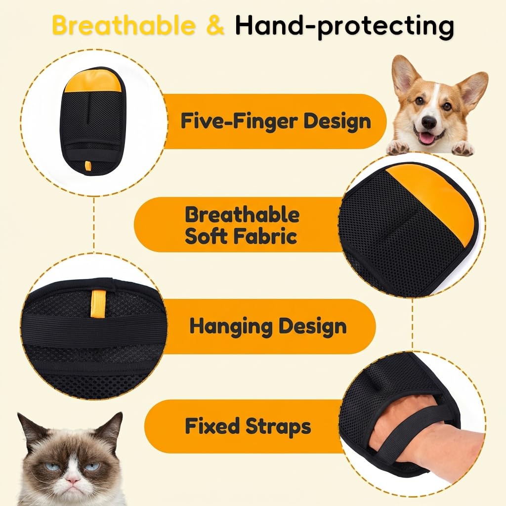 Pet Hair Removal Grooming Glove for Dogs & Cats — Groom While You Bond