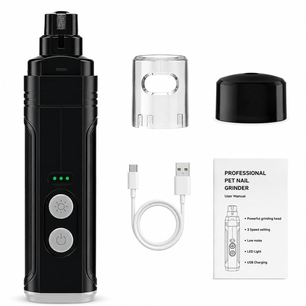 Rechargeable Pet Nail Grinder & Clipper with LED — Quiet, Safe & Stress-Free
