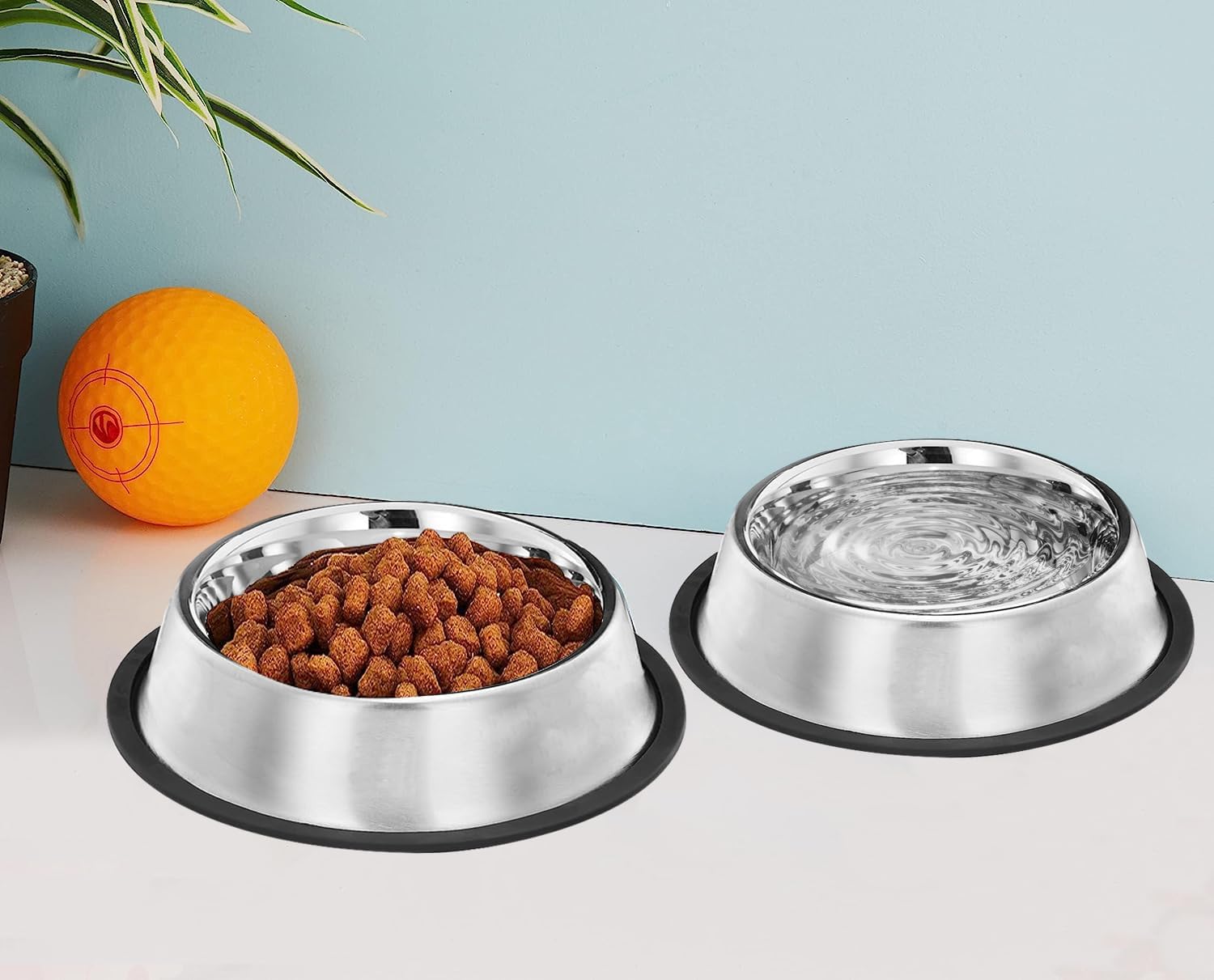 Stainless Steel Dog Feeding Bowl — Pack of 2 | Hygienic, Durable & Non-Slip