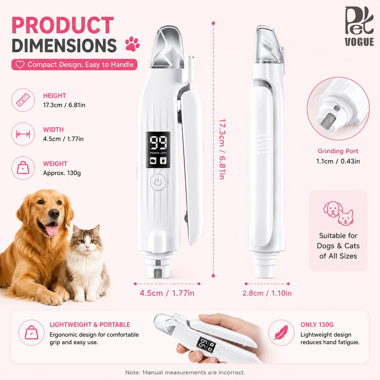 Rechargeable Pet Nail Grinder & Clipper with LED — Quiet, Safe & Stress-Free