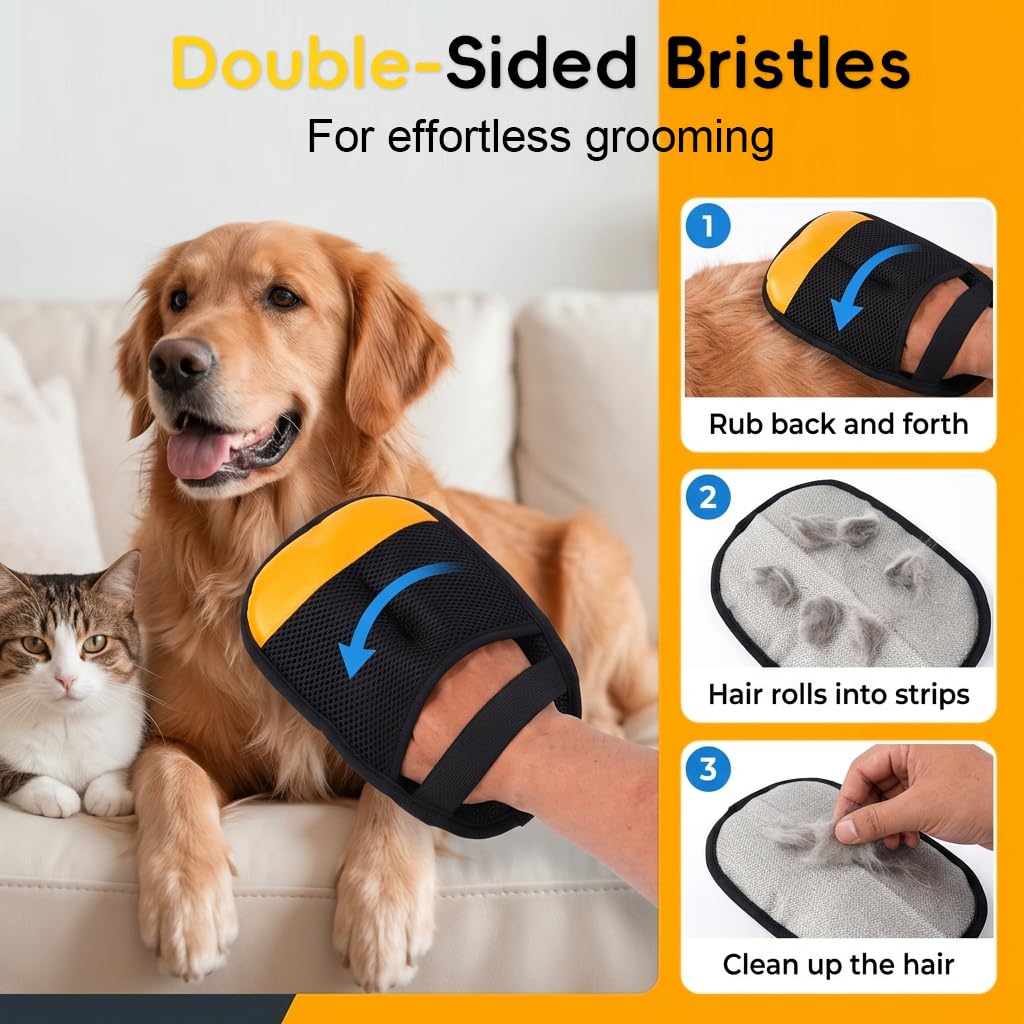 Pet Hair Removal Grooming Glove for Dogs & Cats — Groom While You Bond