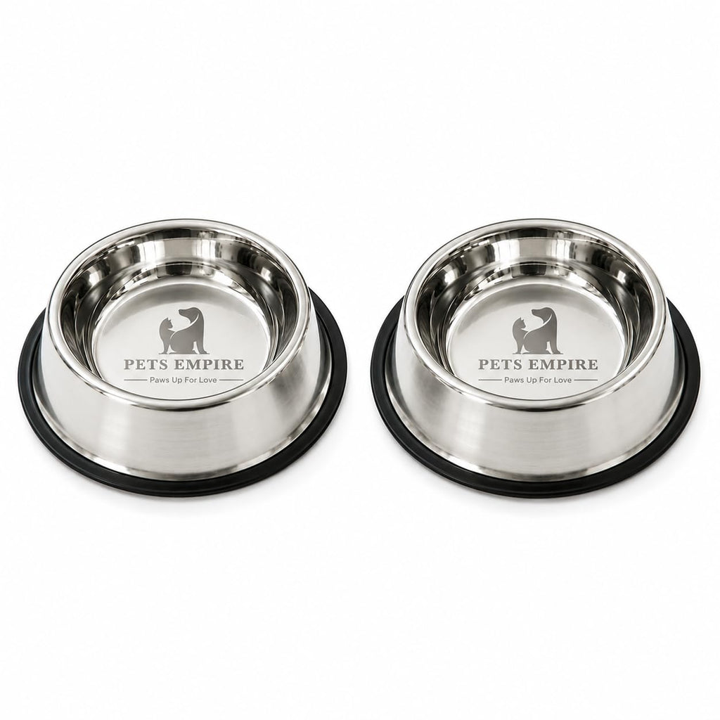 Stainless Steel Dog Feeding Bowl — Pack of 2 | Hygienic, Durable & Non-Slip