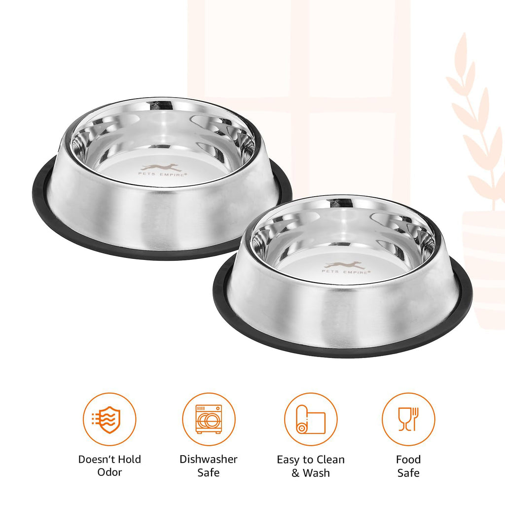 Stainless Steel Dog Feeding Bowl — Pack of 2 | Hygienic, Durable & Non-Slip