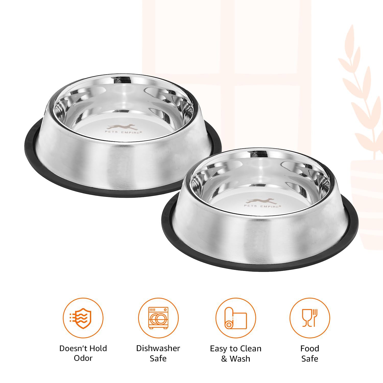 Stainless Steel Dog Feeding Bowl — Pack of 2 | Hygienic, Durable & Non-Slip