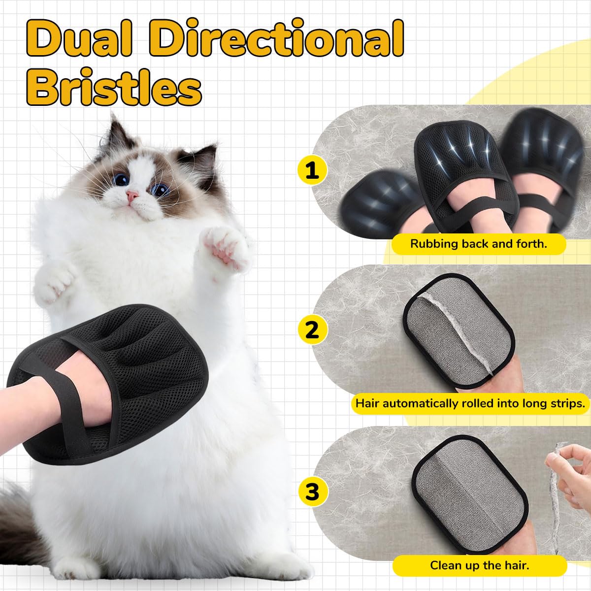 Pet Hair Removal Grooming Glove for Dogs & Cats — Groom While You Bond