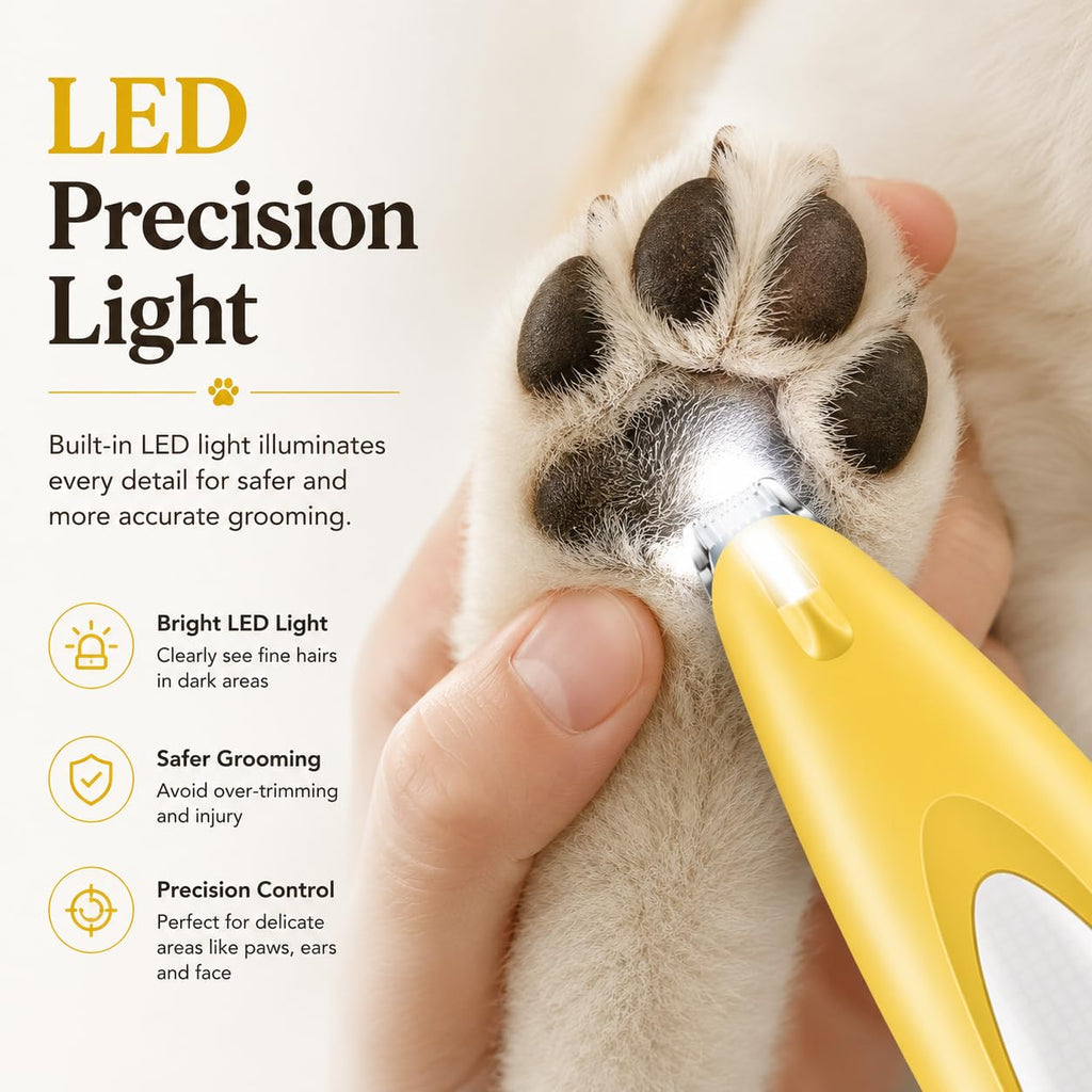 Rechargeable Pet Nail Grinder & Clipper with LED — Quiet, Safe & Stress-Free
