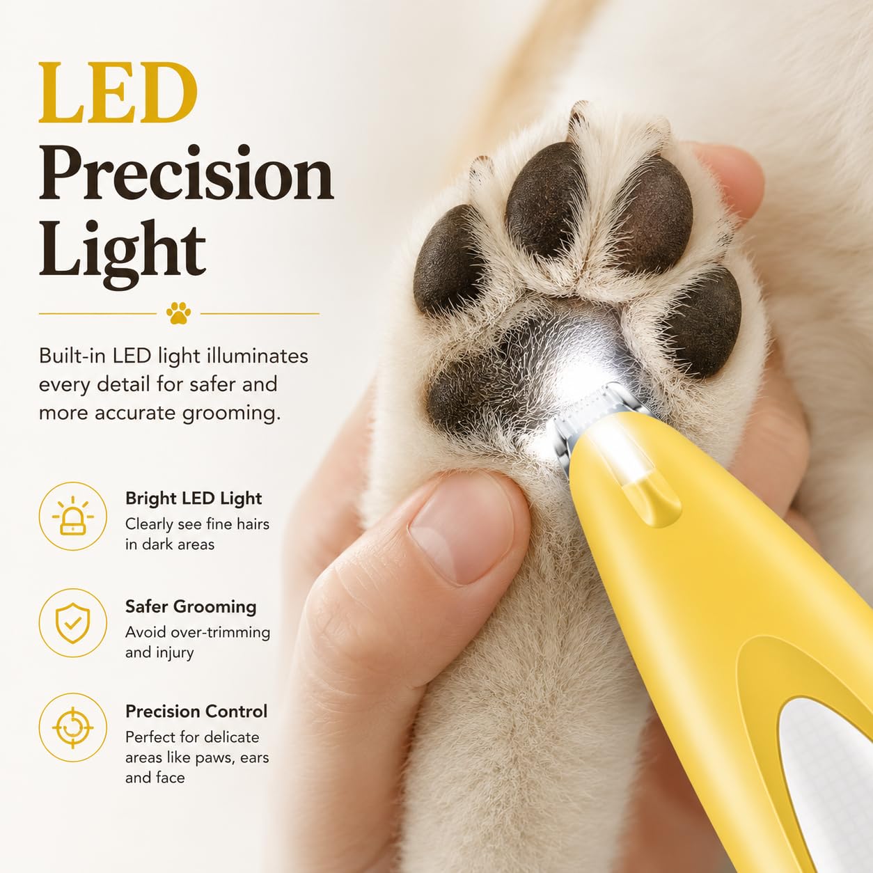 Rechargeable Pet Nail Grinder & Clipper with LED — Quiet, Safe & Stress-Free