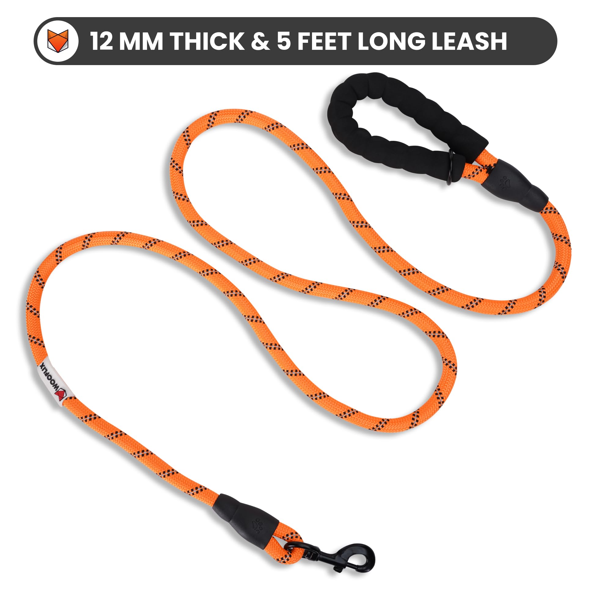 Heavy Duty Reflective Dog Leash with Padded Handle — Safe Walks Day & Night