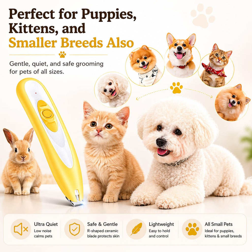 Rechargeable Pet Nail Grinder & Clipper with LED — Quiet, Safe & Stress-Free