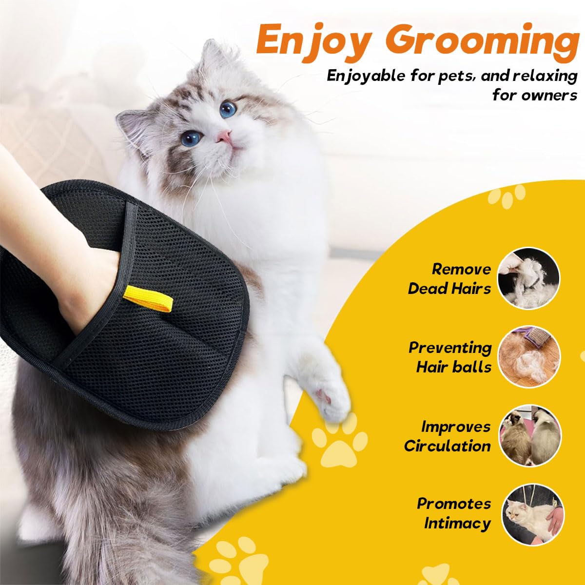 Pet Hair Removal Grooming Glove for Dogs & Cats — Groom While You Bond