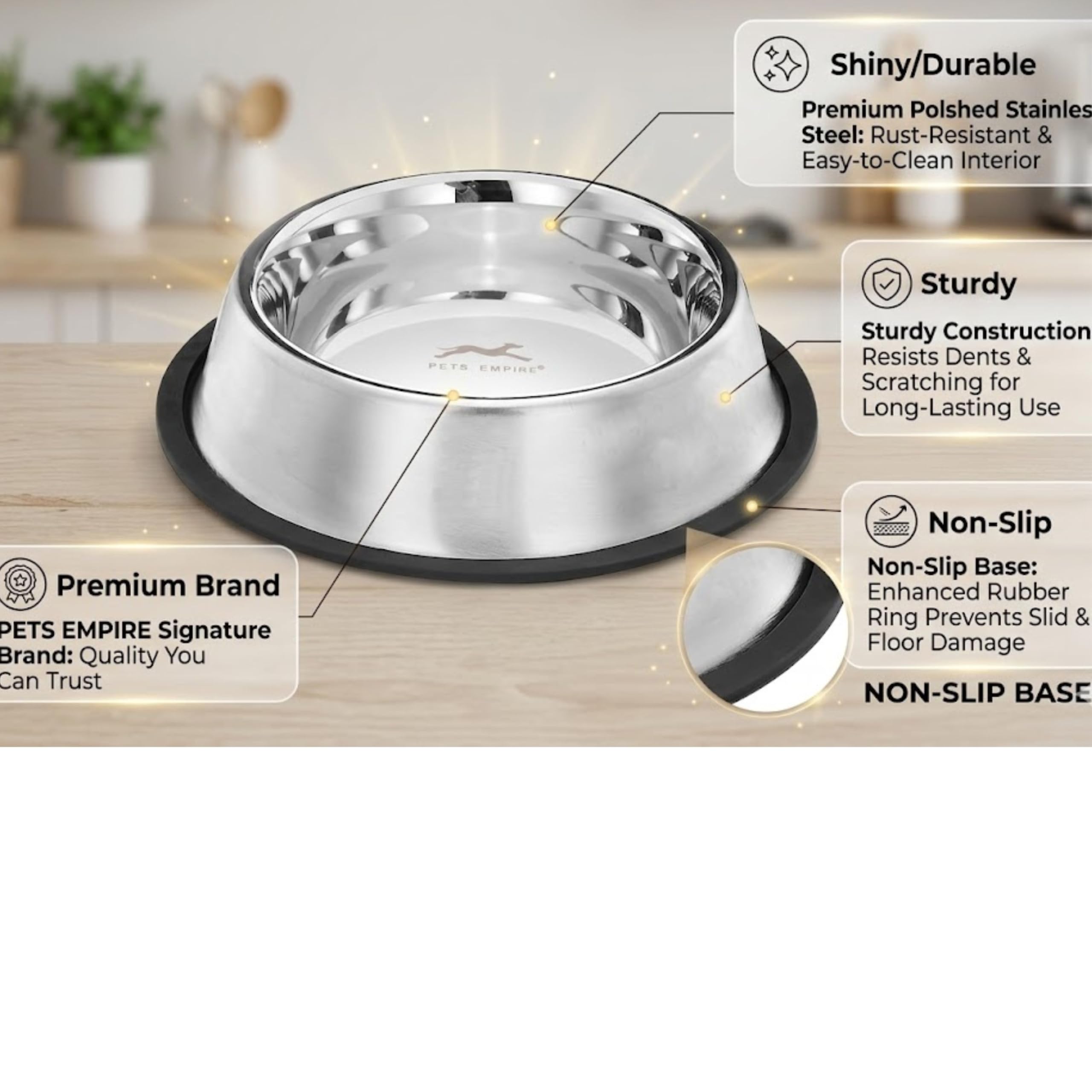 Stainless Steel Dog Feeding Bowl — Pack of 2 | Hygienic, Durable & Non-Slip