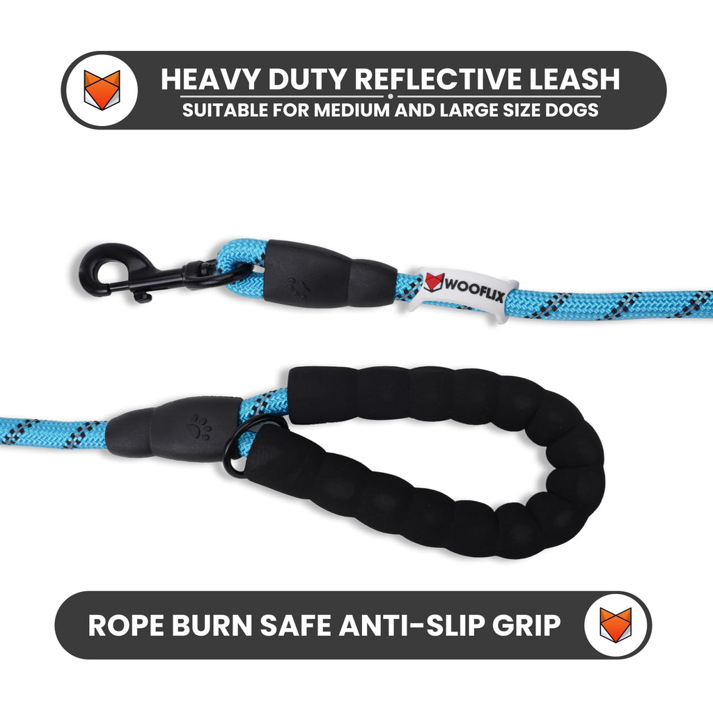 Heavy Duty Reflective Dog Leash with Padded Handle — Safe Walks Day & Night