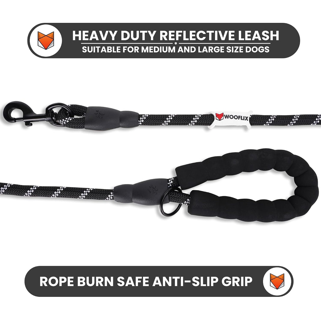 Heavy Duty Reflective Dog Leash with Padded Handle — Safe Walks Day & Night