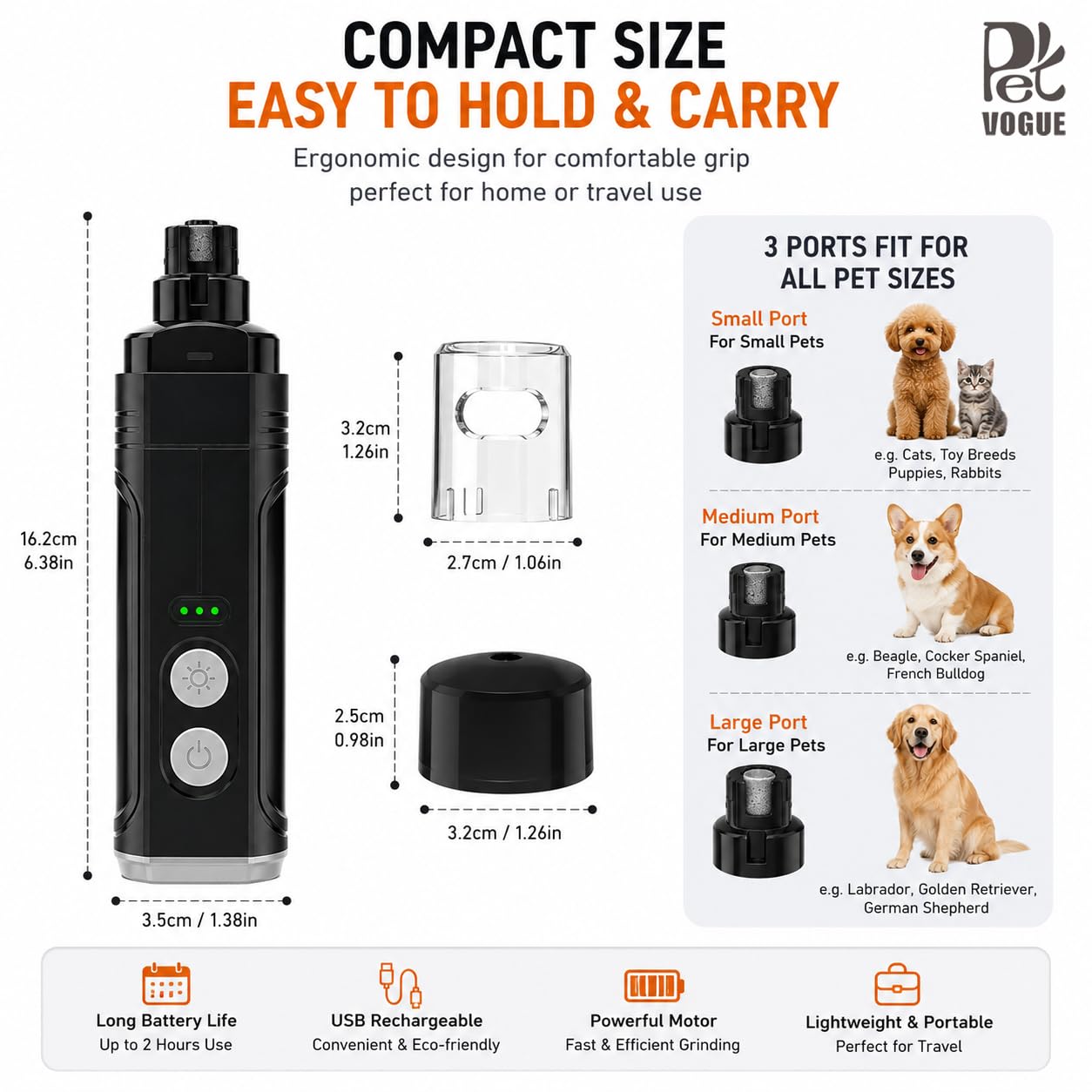 Rechargeable Pet Nail Grinder & Clipper with LED — Quiet, Safe & Stress-Free