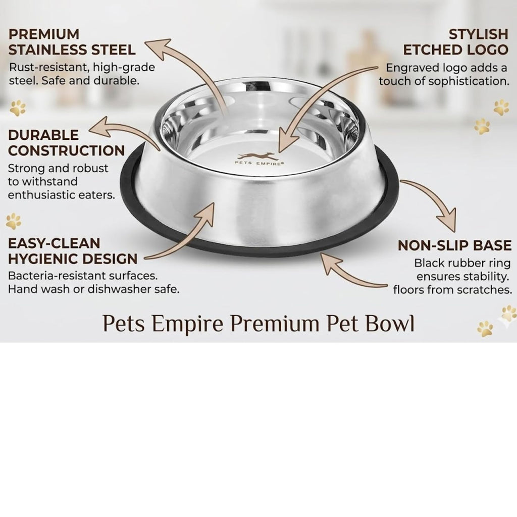 Stainless Steel Dog Feeding Bowl — Pack of 2 | Hygienic, Durable & Non-Slip