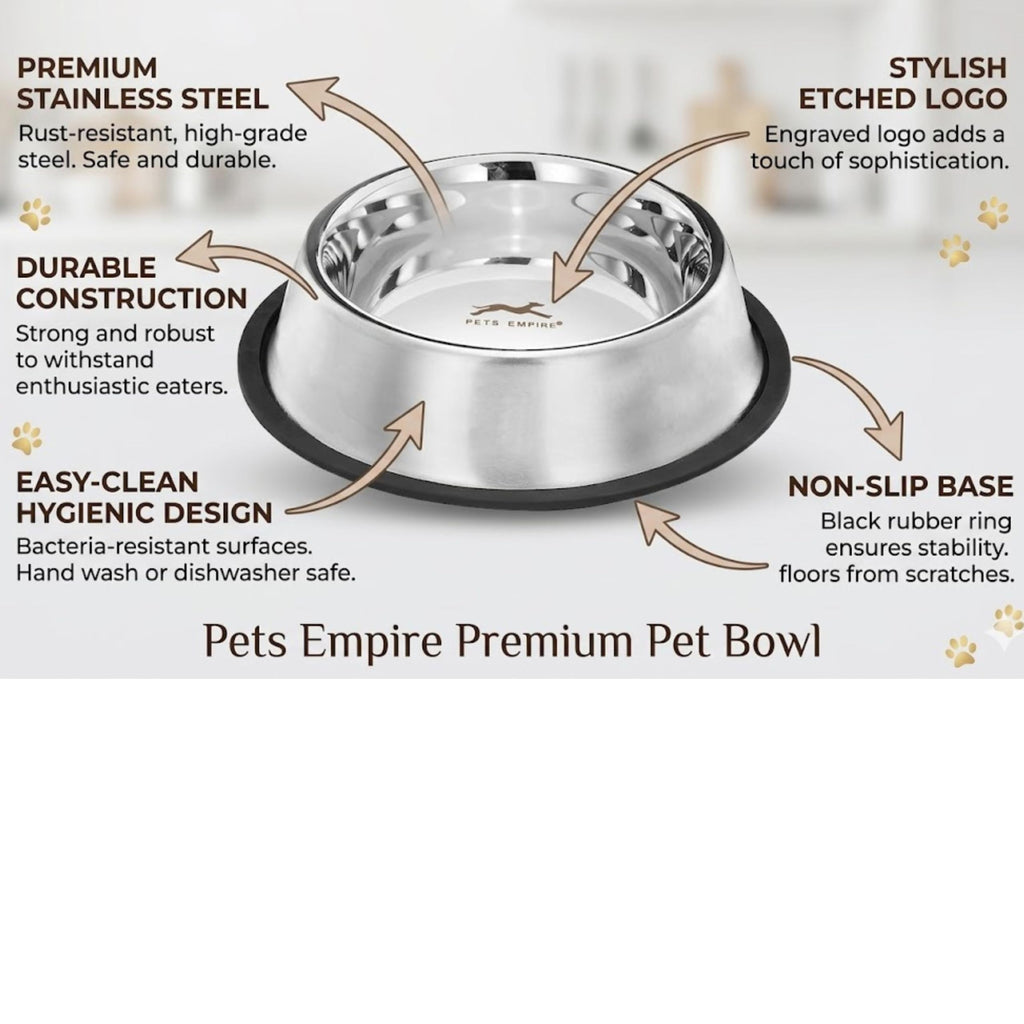 Stainless Steel Dog Feeding Bowl — Pack of 2 | Hygienic, Durable & Non-Slip