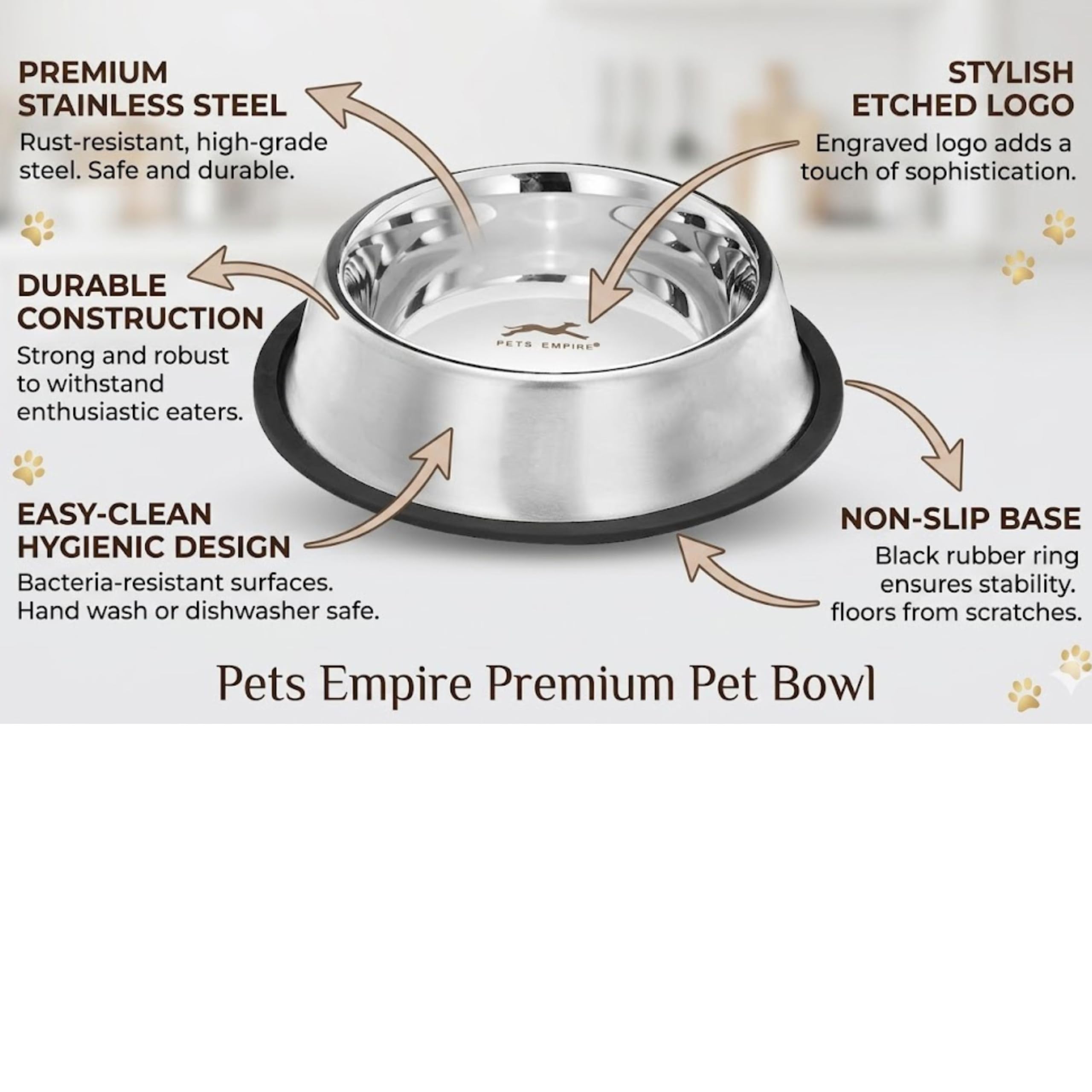 Stainless Steel Dog Feeding Bowl — Pack of 2 | Hygienic, Durable & Non-Slip