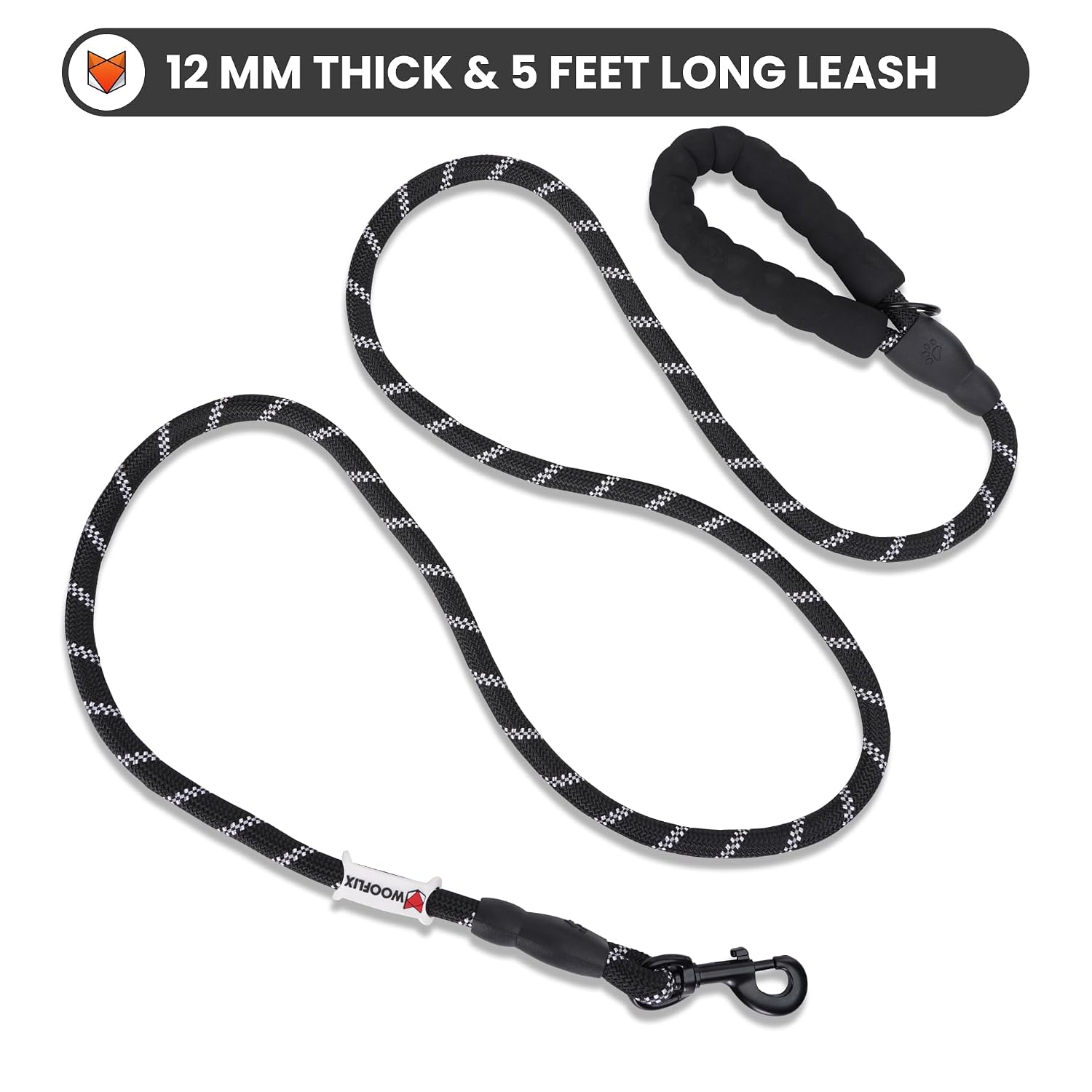 Heavy Duty Reflective Dog Leash with Padded Handle — Safe Walks Day & Night