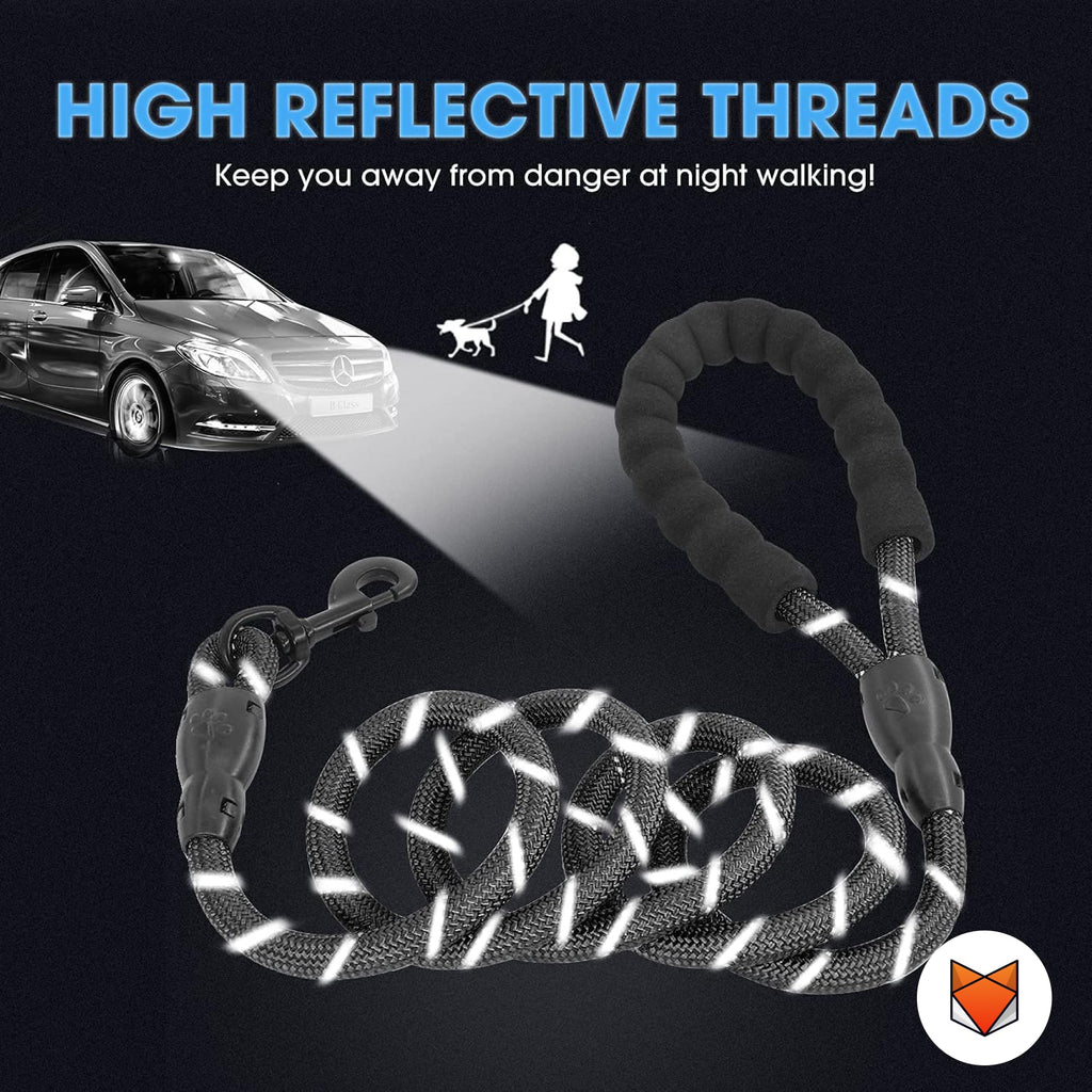 Heavy Duty Reflective Dog Leash with Padded Handle — Safe Walks Day & Night