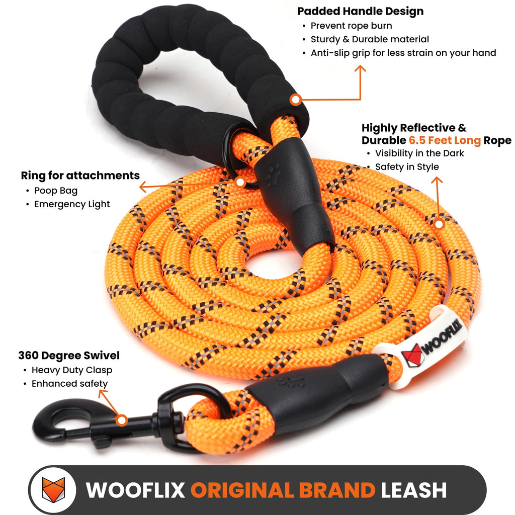 Heavy Duty Reflective Dog Leash with Padded Handle — Safe Walks Day & Night