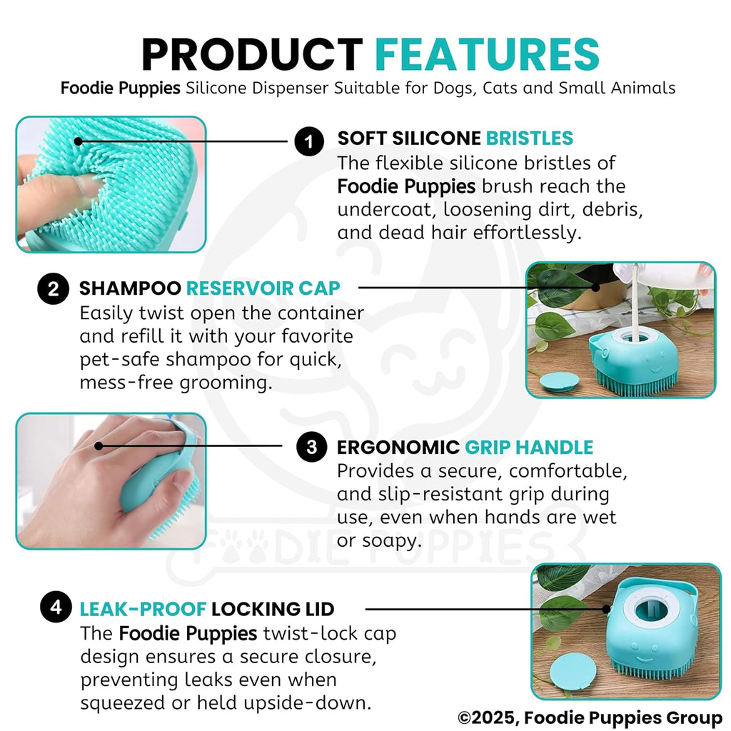 Silicone Dog Bath Brush with Shampoo Dispenser — 2-in-1 Lather & Massage