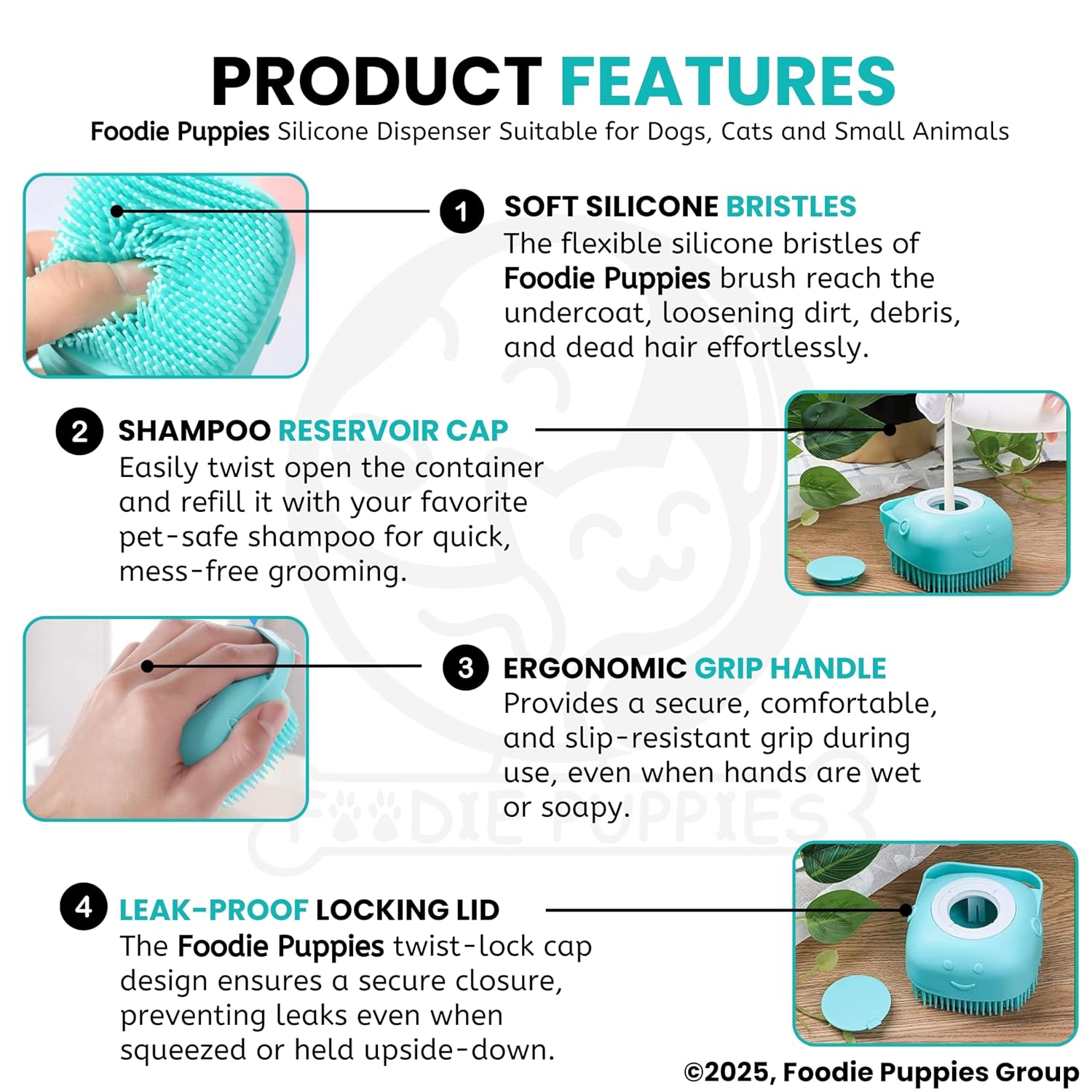 Silicone Dog Bath Brush with Shampoo Dispenser — 2-in-1 Lather & Massage