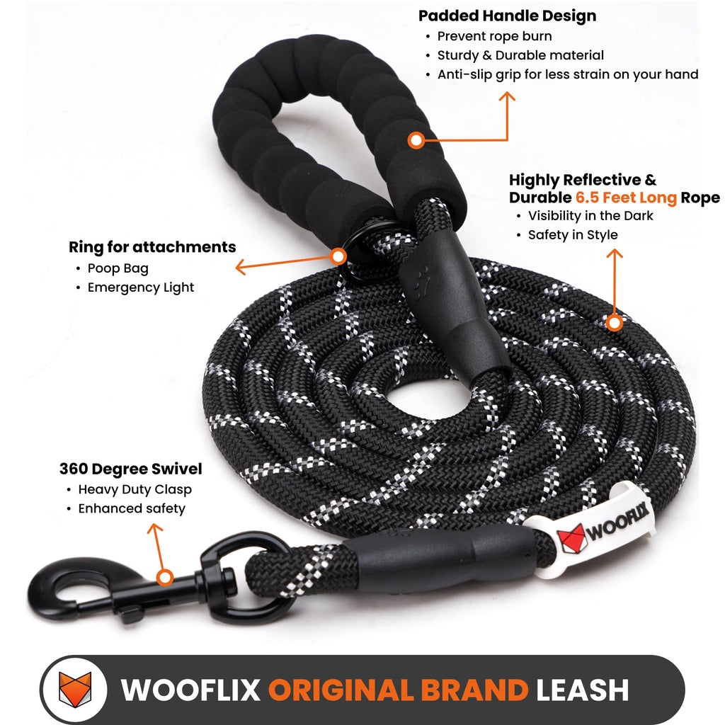 Heavy Duty Reflective Dog Leash with Padded Handle — Safe Walks Day & Night