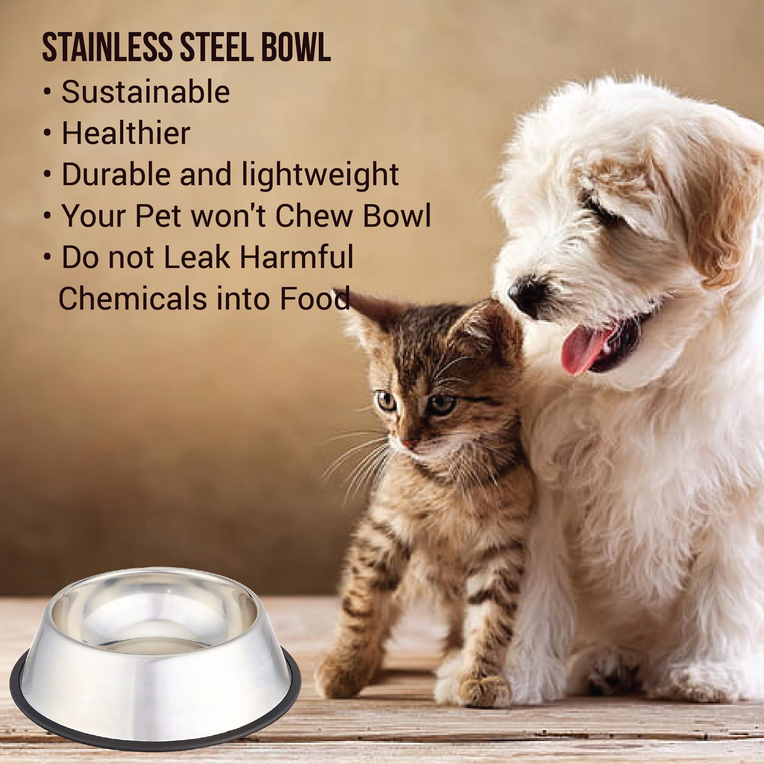 Stainless Steel Dog Feeding Bowl — Pack of 2 | Hygienic, Durable & Non-Slip