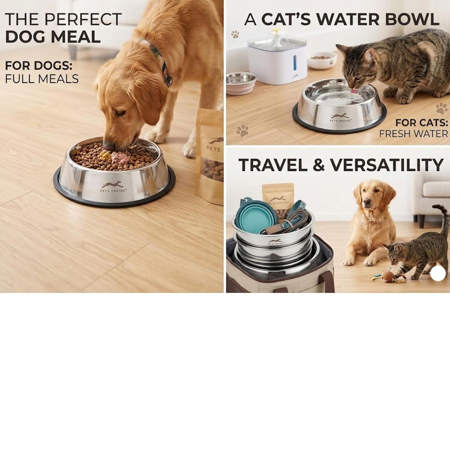 Stainless Steel Dog Feeding Bowl — Pack of 2 | Hygienic, Durable & Non-Slip