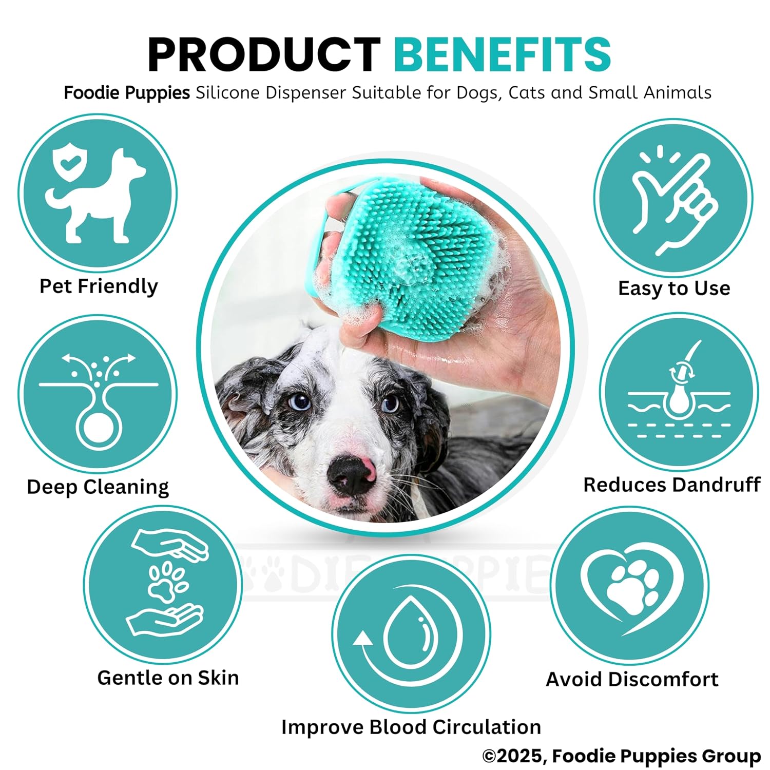 Silicone Dog Bath Brush with Shampoo Dispenser — 2-in-1 Lather & Massage