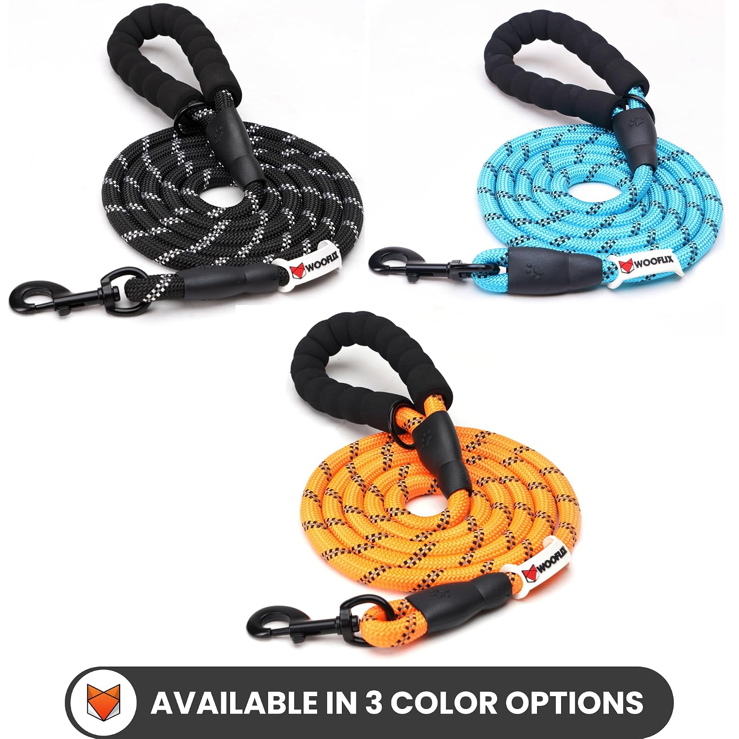 Heavy Duty Reflective Dog Leash with Padded Handle — Safe Walks Day & Night
