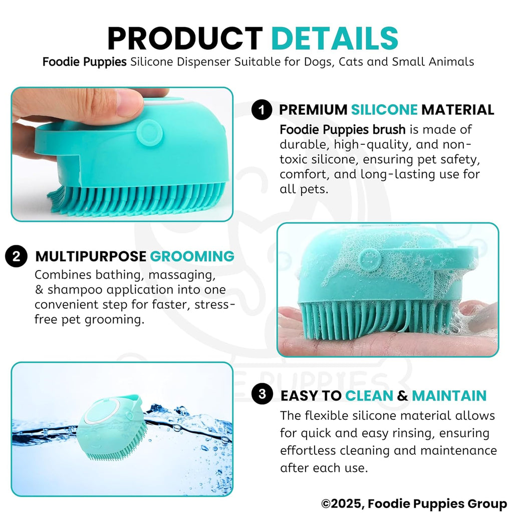 Silicone Dog Bath Brush with Shampoo Dispenser — 2-in-1 Lather & Massage