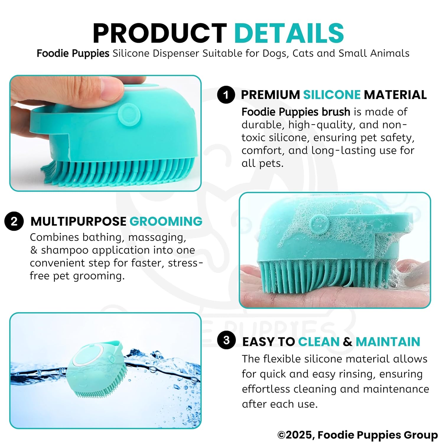 Silicone Dog Bath Brush with Shampoo Dispenser — 2-in-1 Lather & Massage