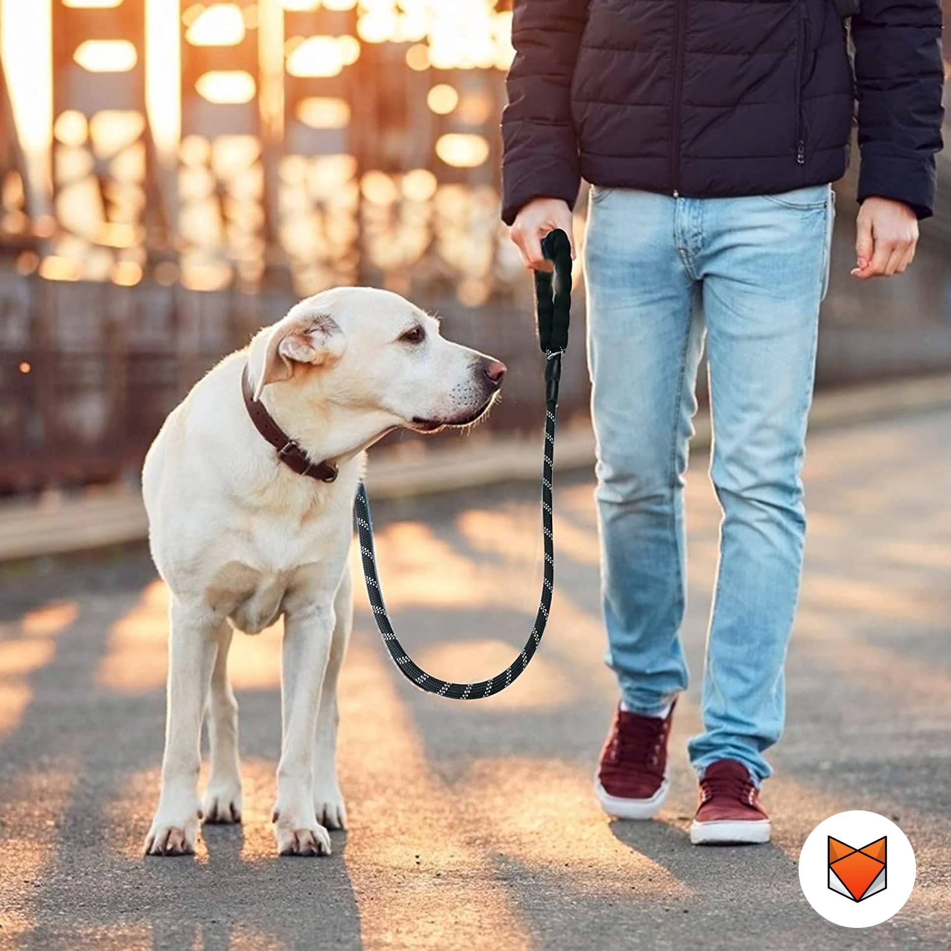 Heavy Duty Reflective Dog Leash with Padded Handle — Safe Walks Day & Night